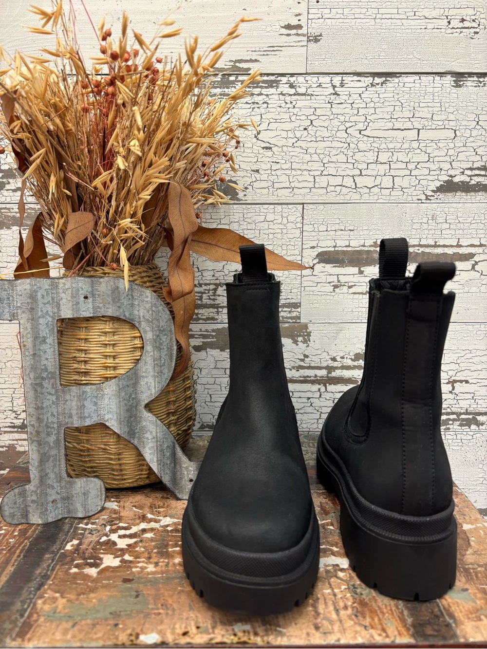 Thursday New Leather Black Platform Booties